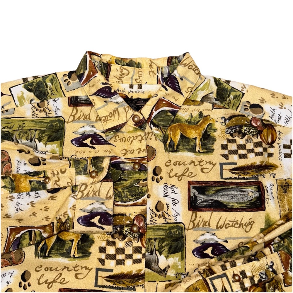 Vintage 90's Eddie Bauer Flannel Button Up Shirt Country Life Bird Women's Large